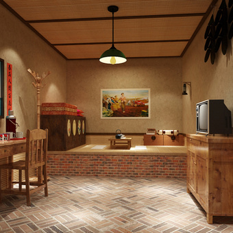 民国风农家乐 热炕3d模型