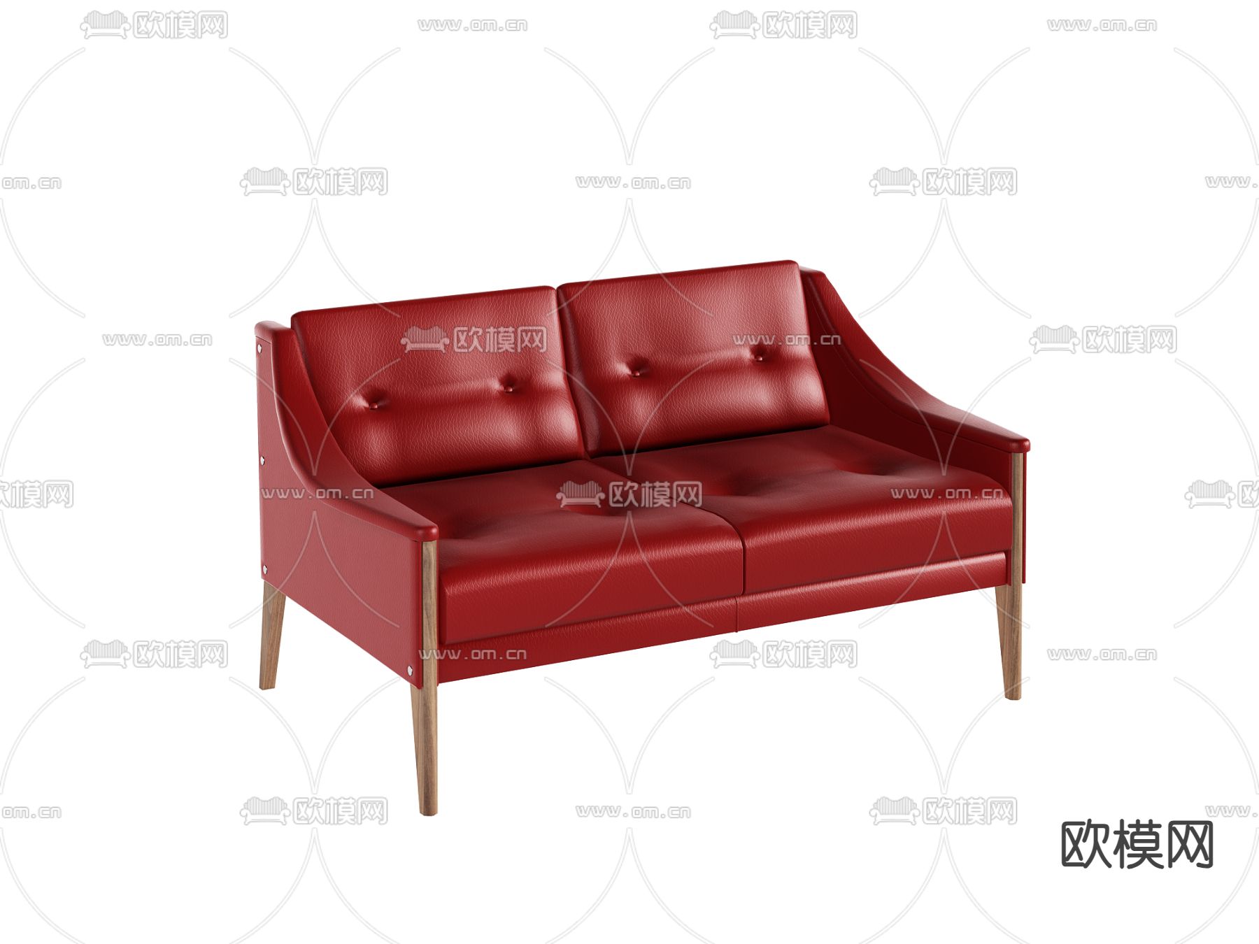 红色沙发 双人沙发3d模型下载