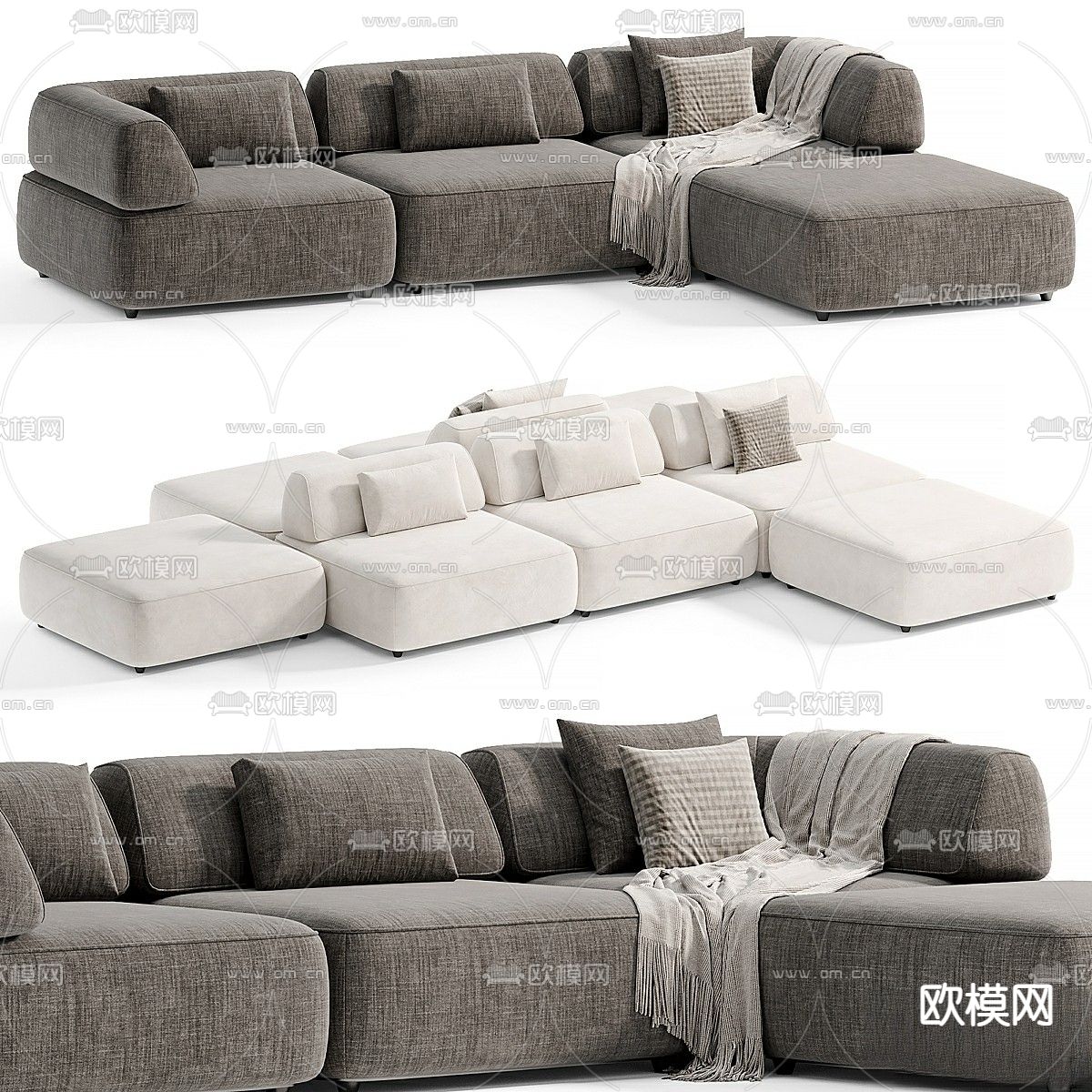graftlab 转角沙发 多人沙发3d模型下载（渲染图1）