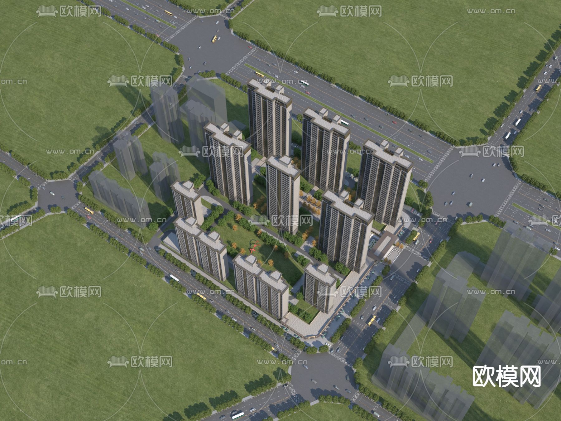 住宅鸟瞰3d模型下载