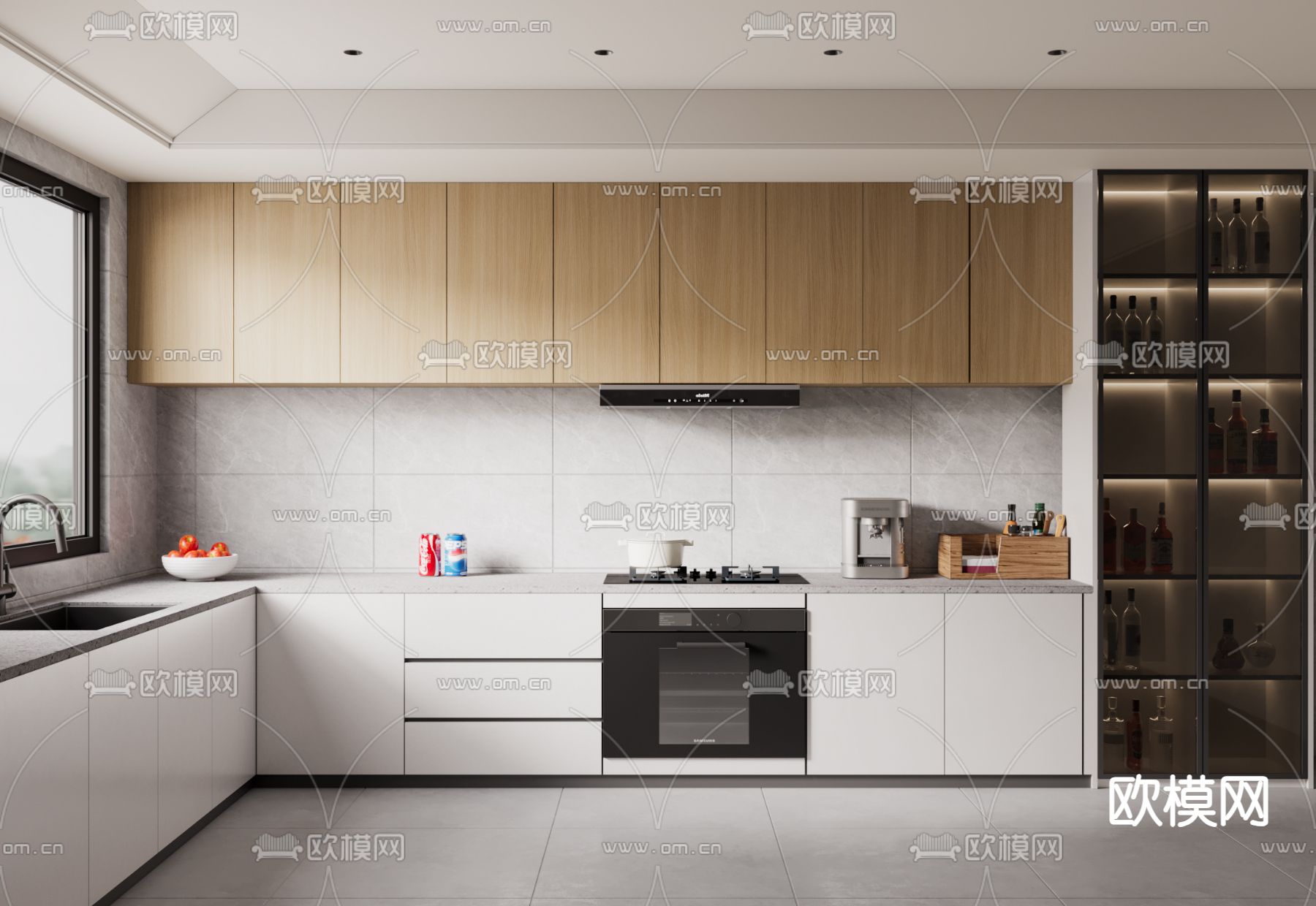 现代厨房 橱柜3d模型下载