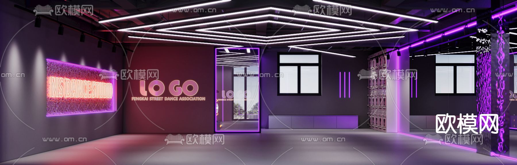 舞蹈教室 训练室3d模型下载（渲染图3）