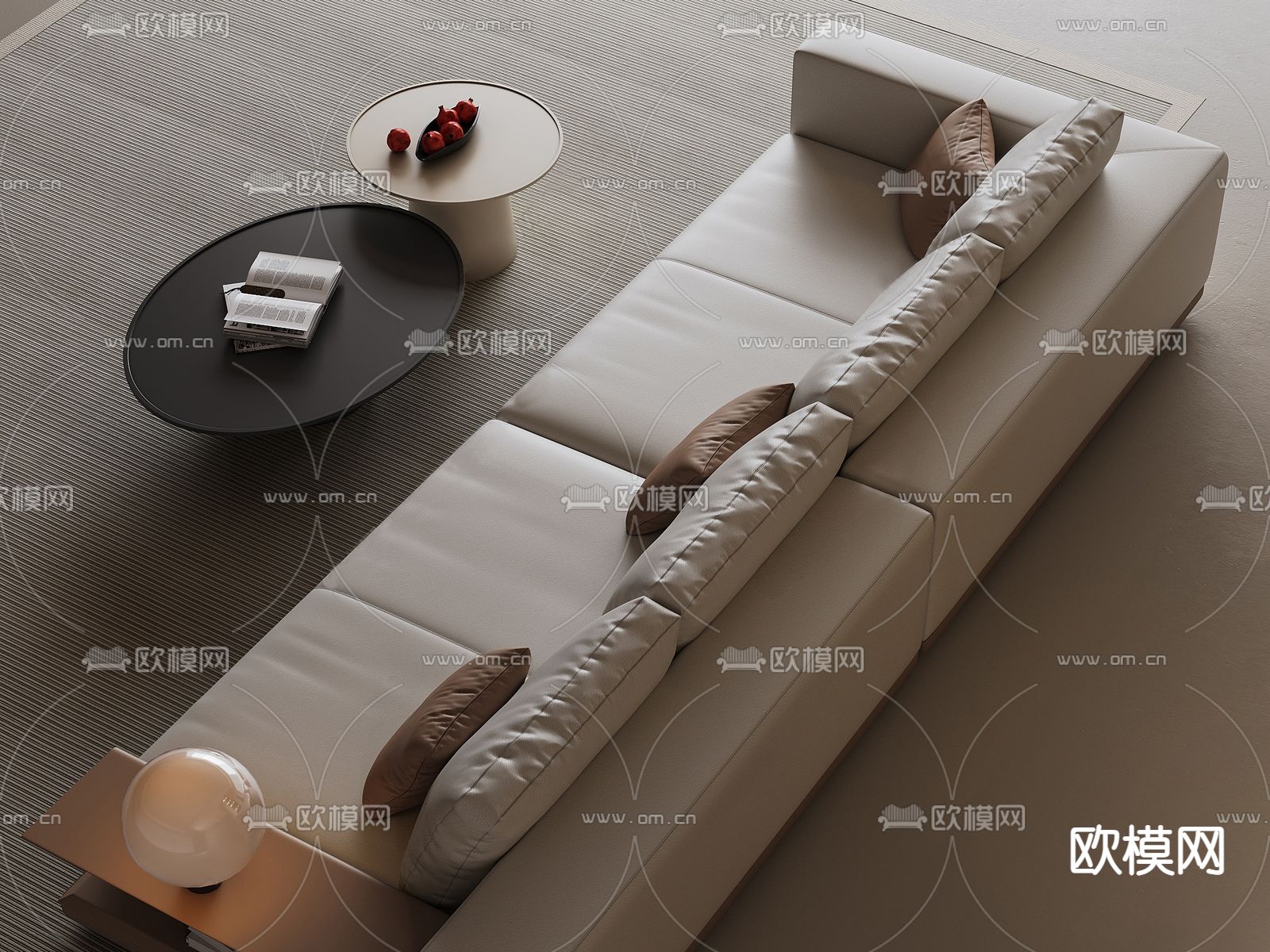 大理石茶几 子母茶几3d模型下载（渲染图2）