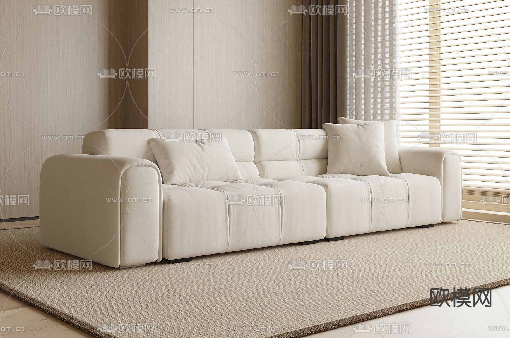 奶油风沙发 双人沙发3d模型下载