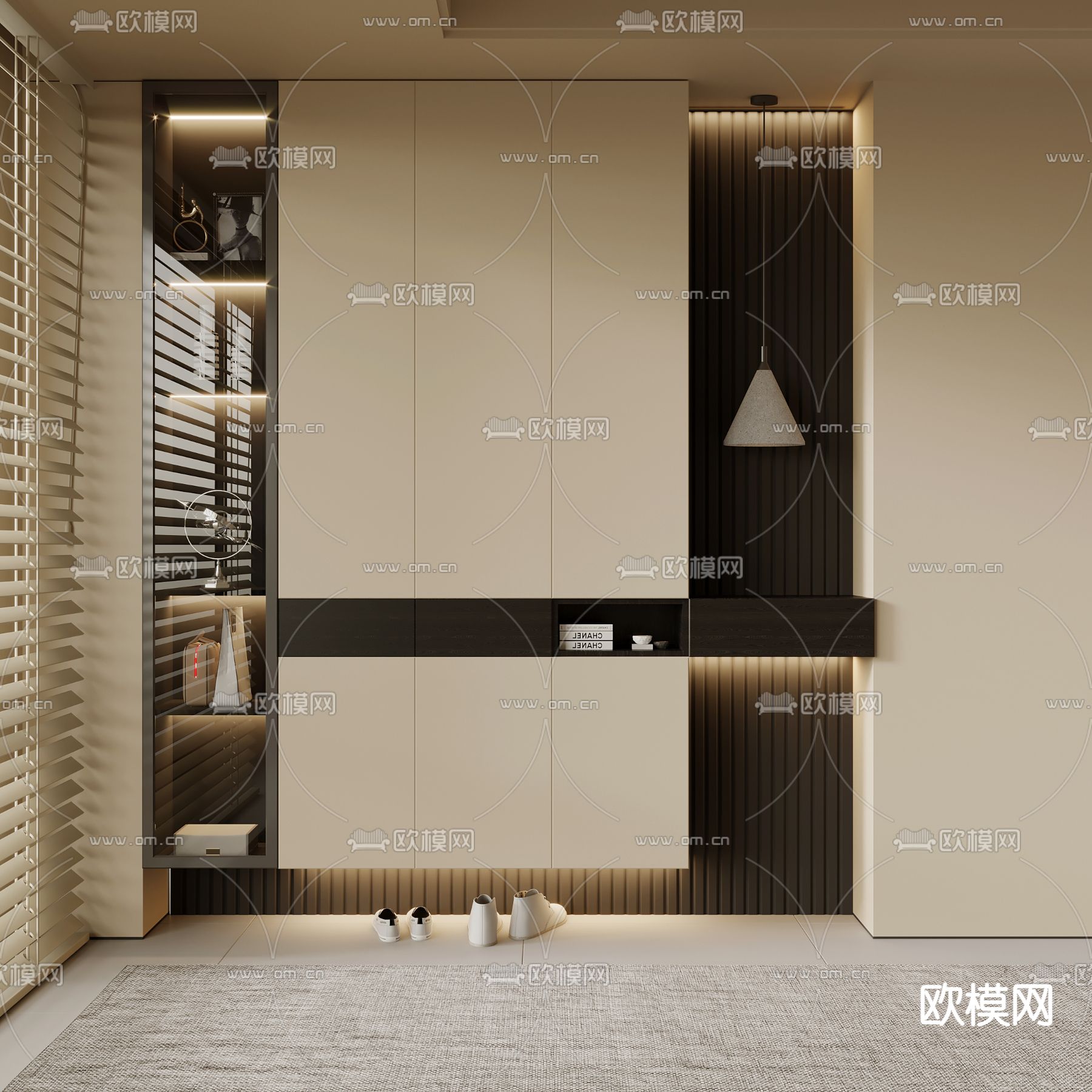 玄关鞋柜3d模型下载