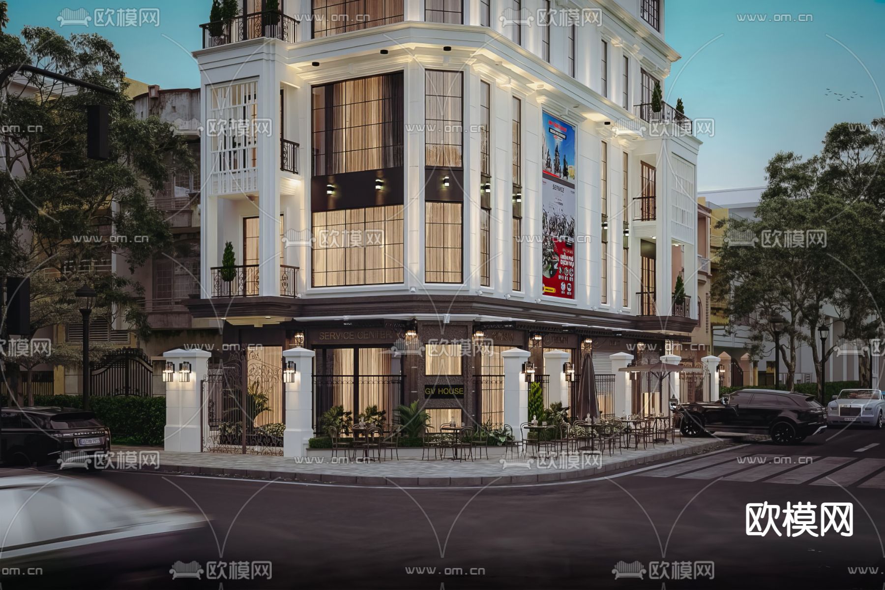 现代别墅外观 独栋别墅3d模型下载（渲染图3）