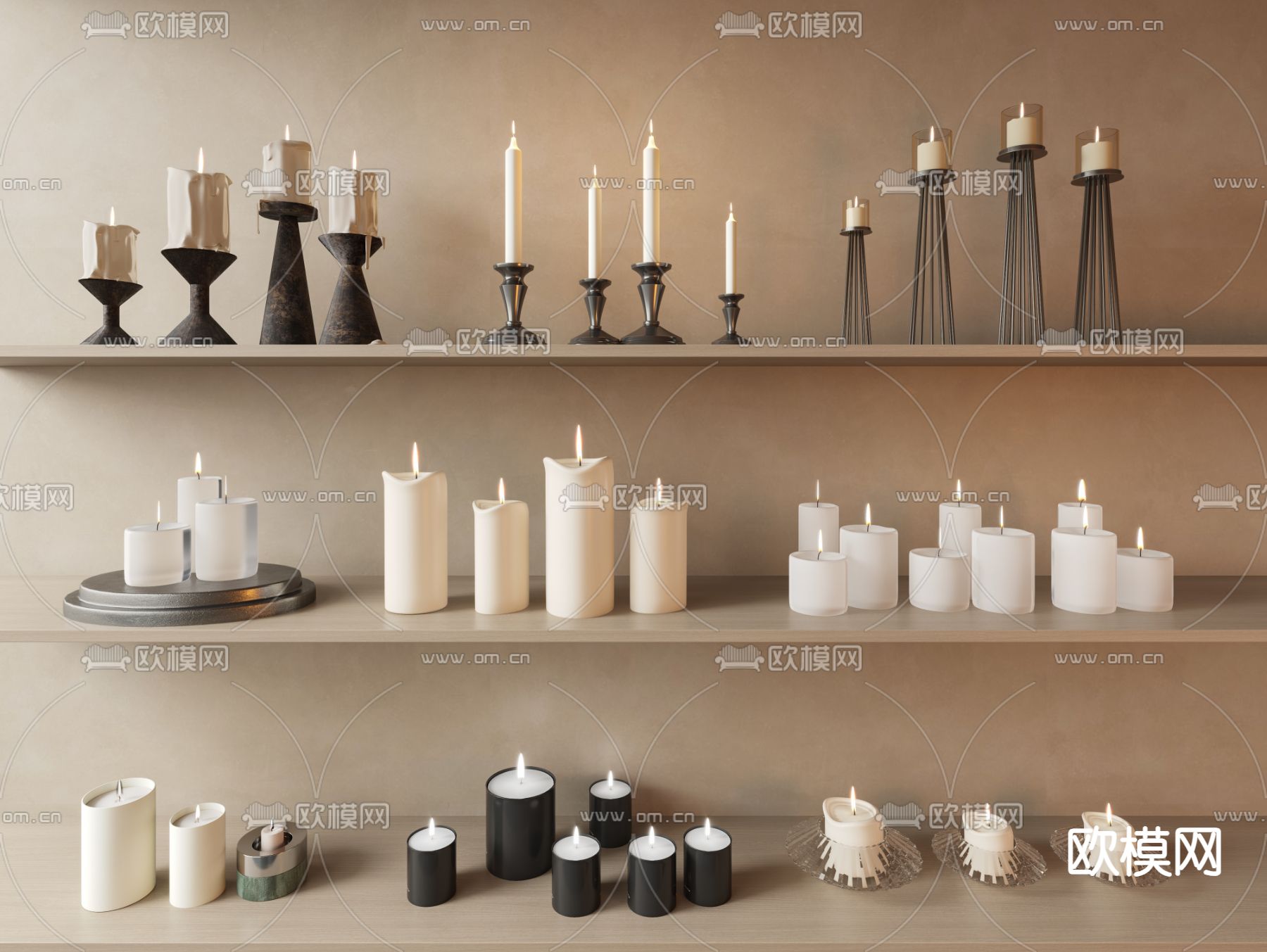 烛台 蜡烛 玻璃蜡烛3d模型下载