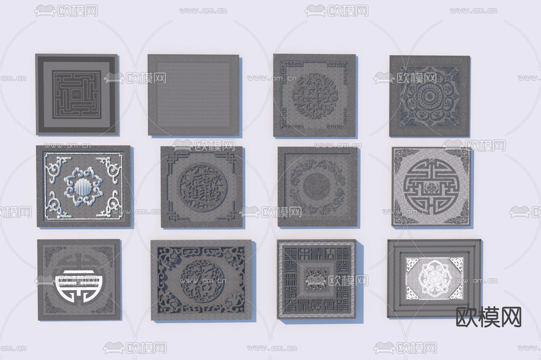 新中式地雕 景观铺地 石材铺装3d模型下载