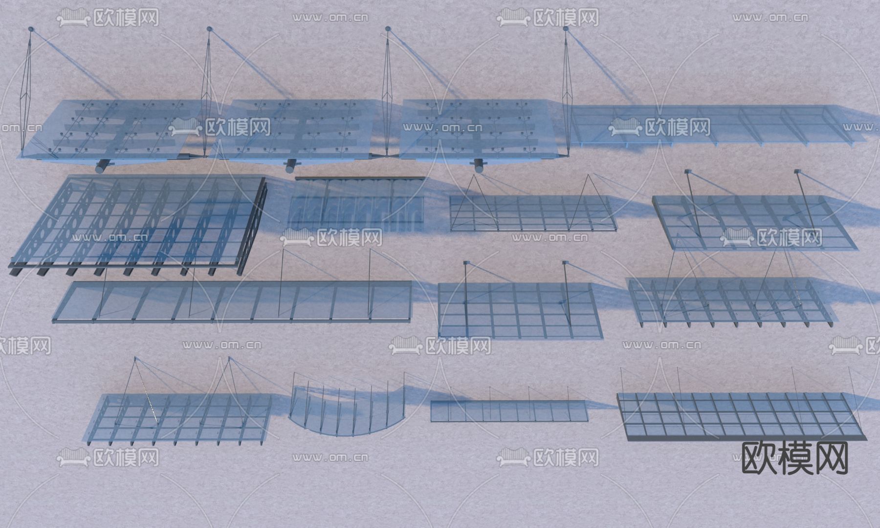 现代雨棚 遮阳棚 雨搭3d模型下载
