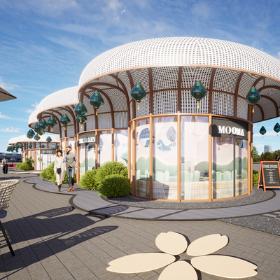 现代曲线商铺su模型