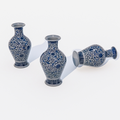  中式陶瓷花瓶su模型 