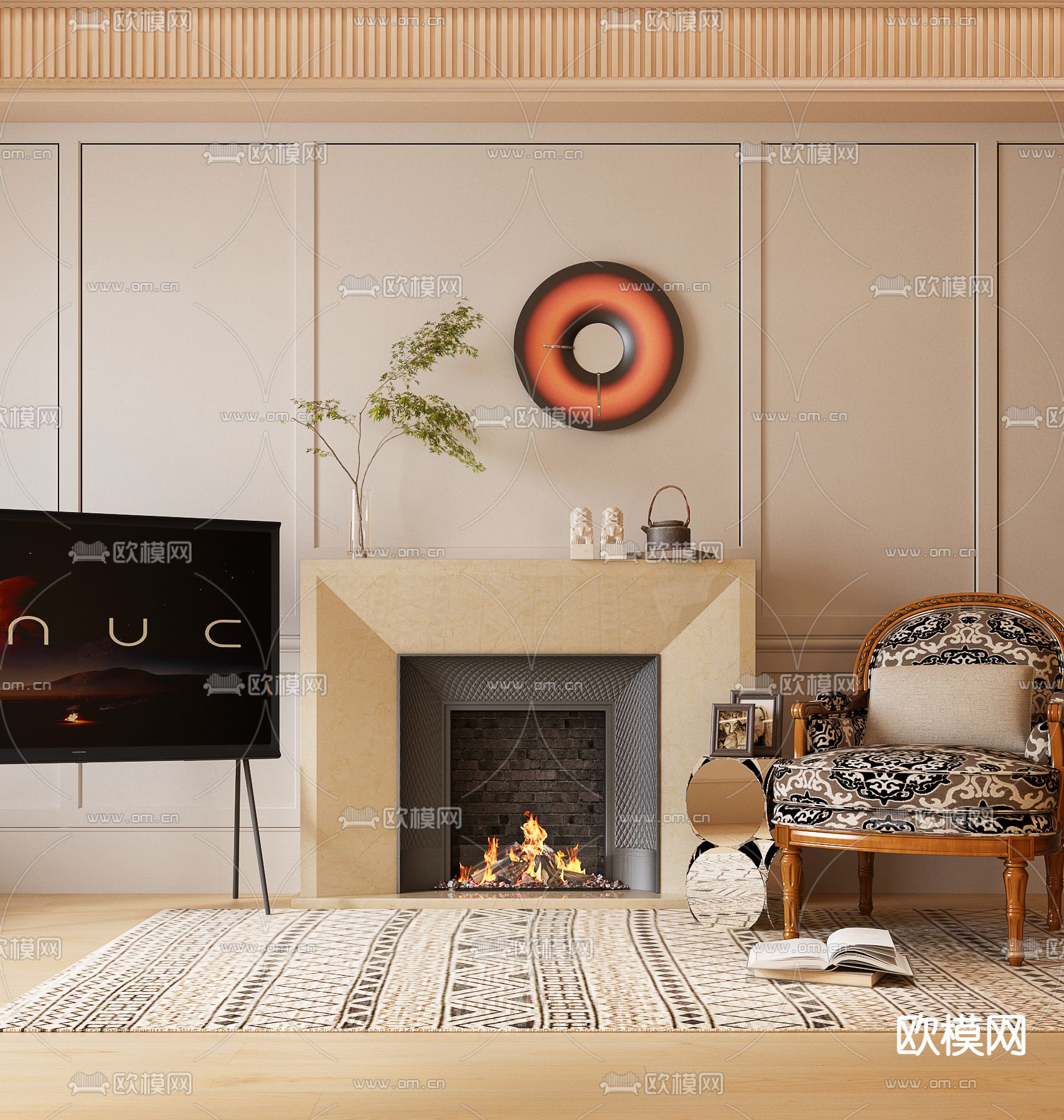 美式壁炉 火炉 3d模型下载