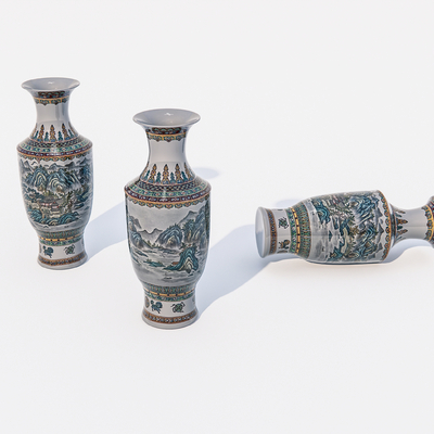  中式陶瓷花瓶su模型 