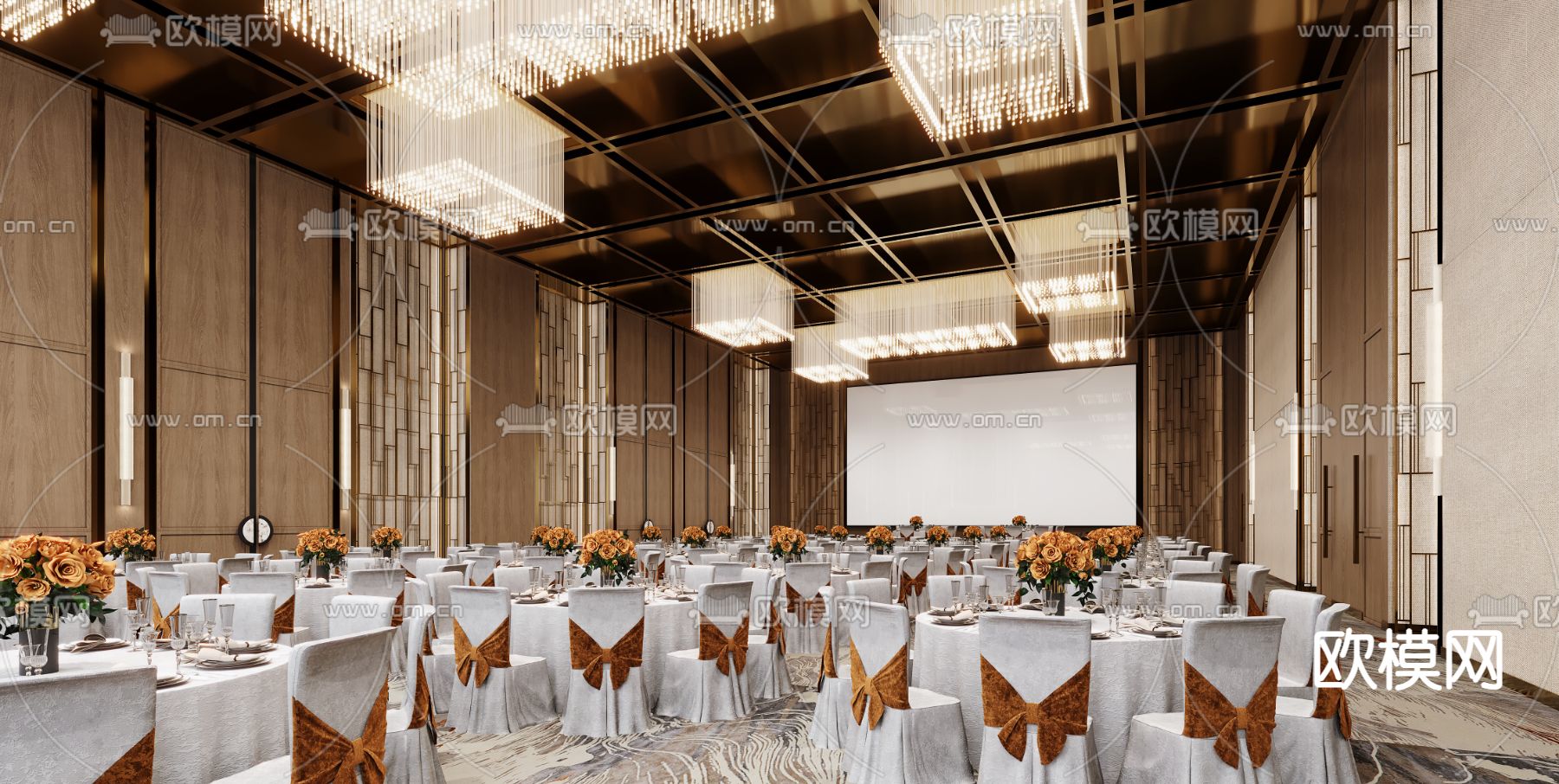 酒店宴会厅 宴会中心3d模型下载