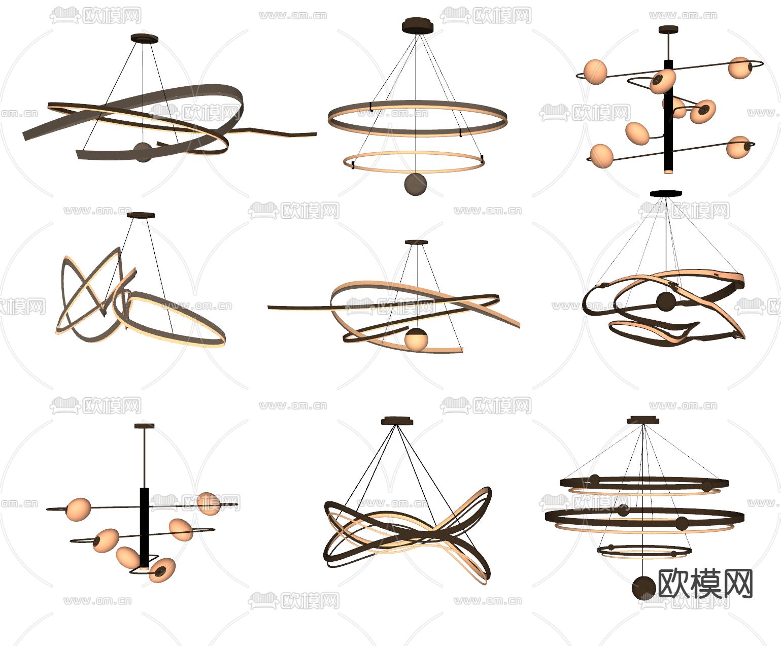 环形吊灯su模型下载（渲染图1）