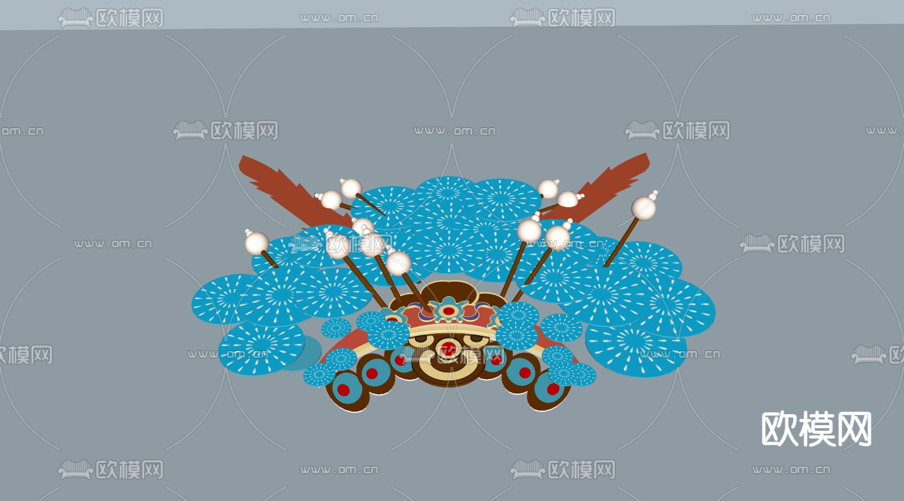 国潮脸谱su模型