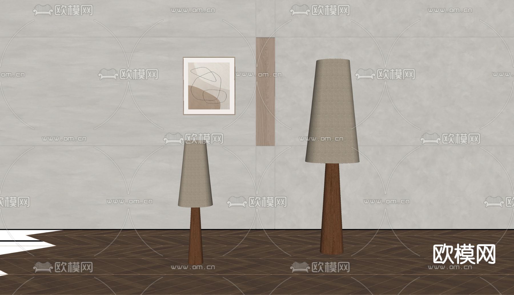 侘寂风落地灯su模型下载（渲染图1）