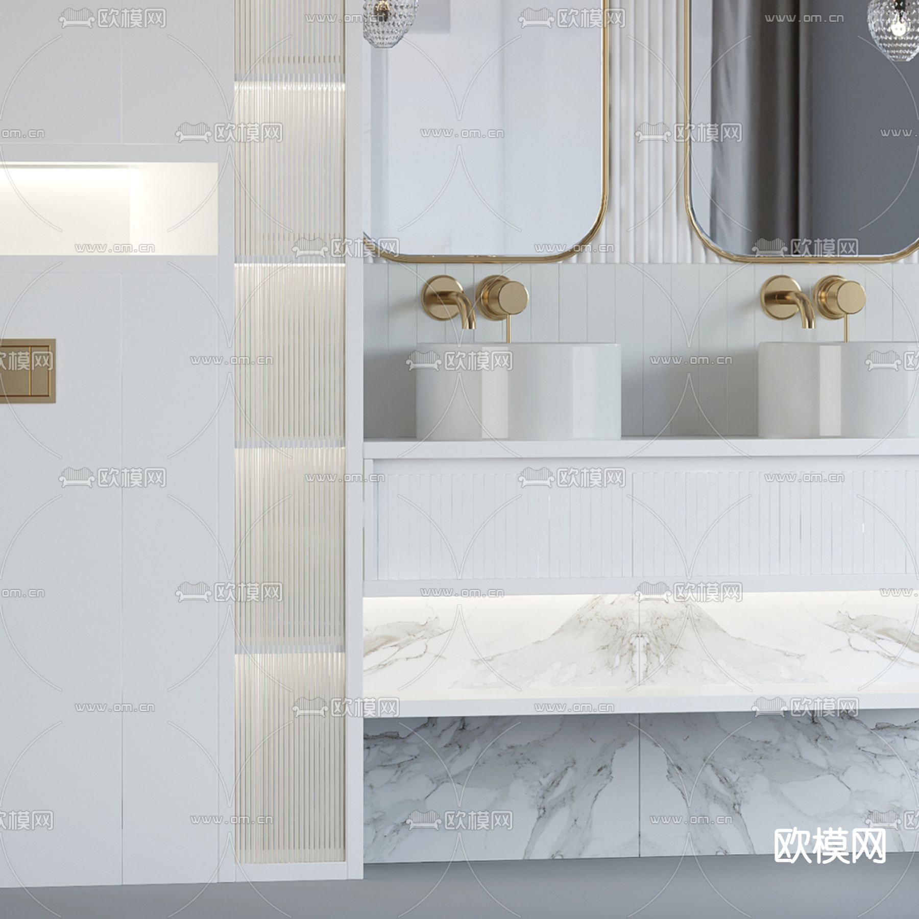 双盆洗手台 洗手盆3d模型下载