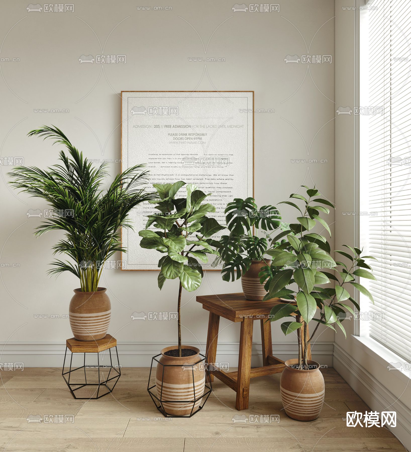 绿植 盆栽 绿叶类盆景3d模型下载