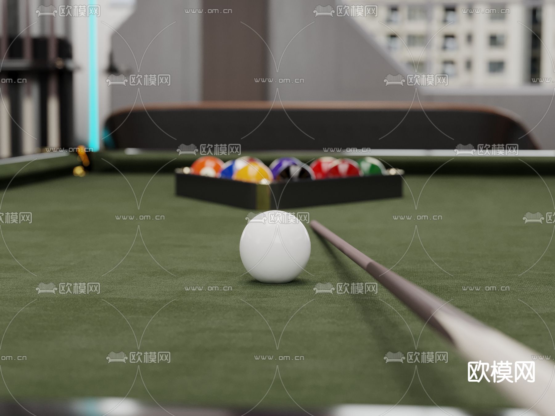 现代台球厅 台球室3d模型下载（渲染图5）