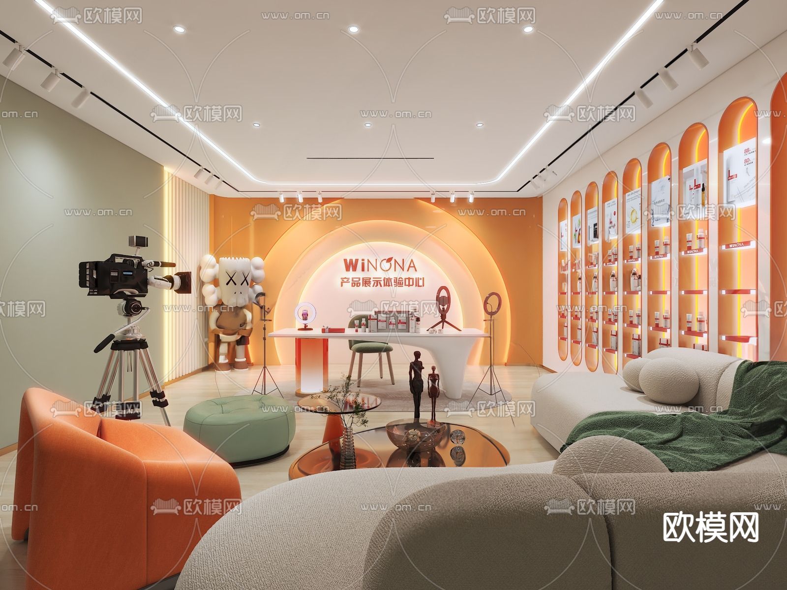 现代直播间su模型下载（渲染图2）