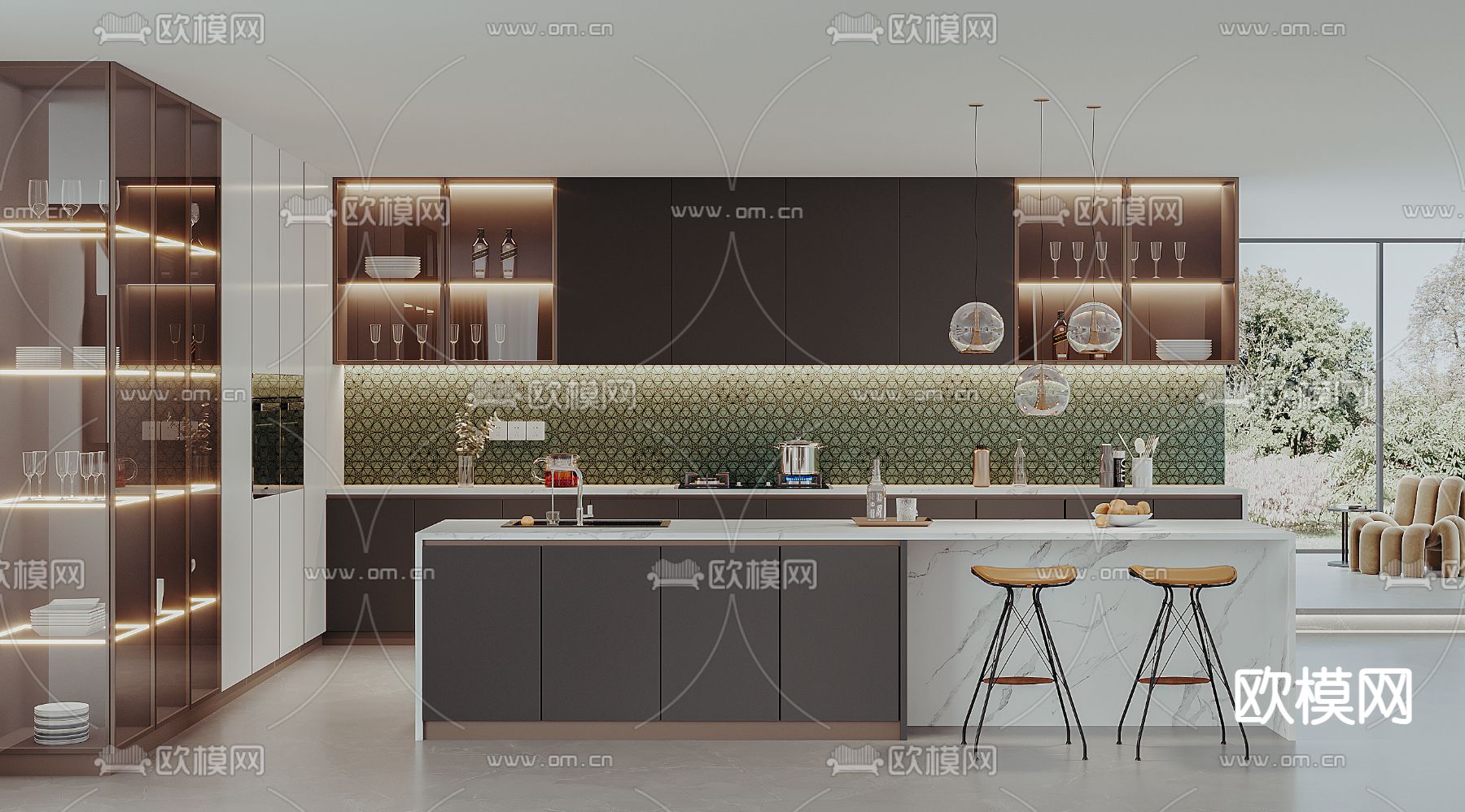 现代厨房 西厨3d模型下载