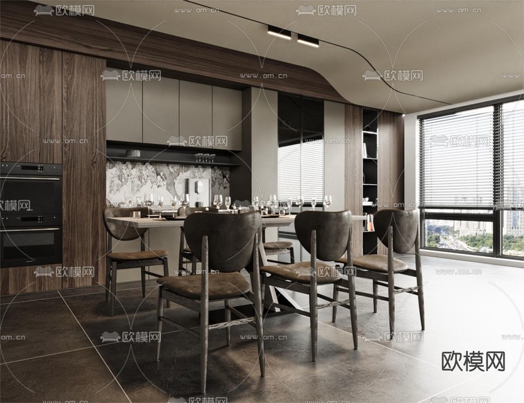 侘寂餐厅3d模型下载
