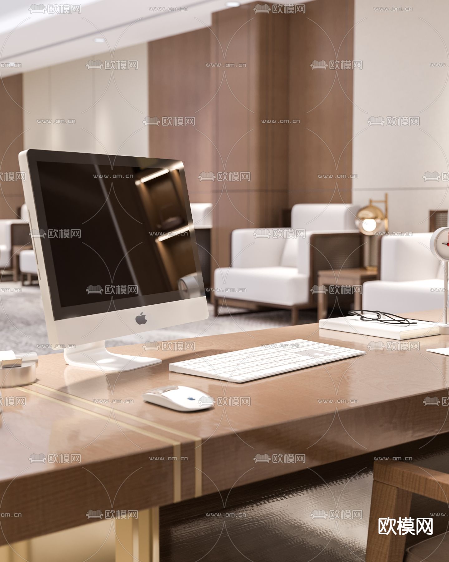 党建洽谈室 接待室3d模型下载（渲染图3）