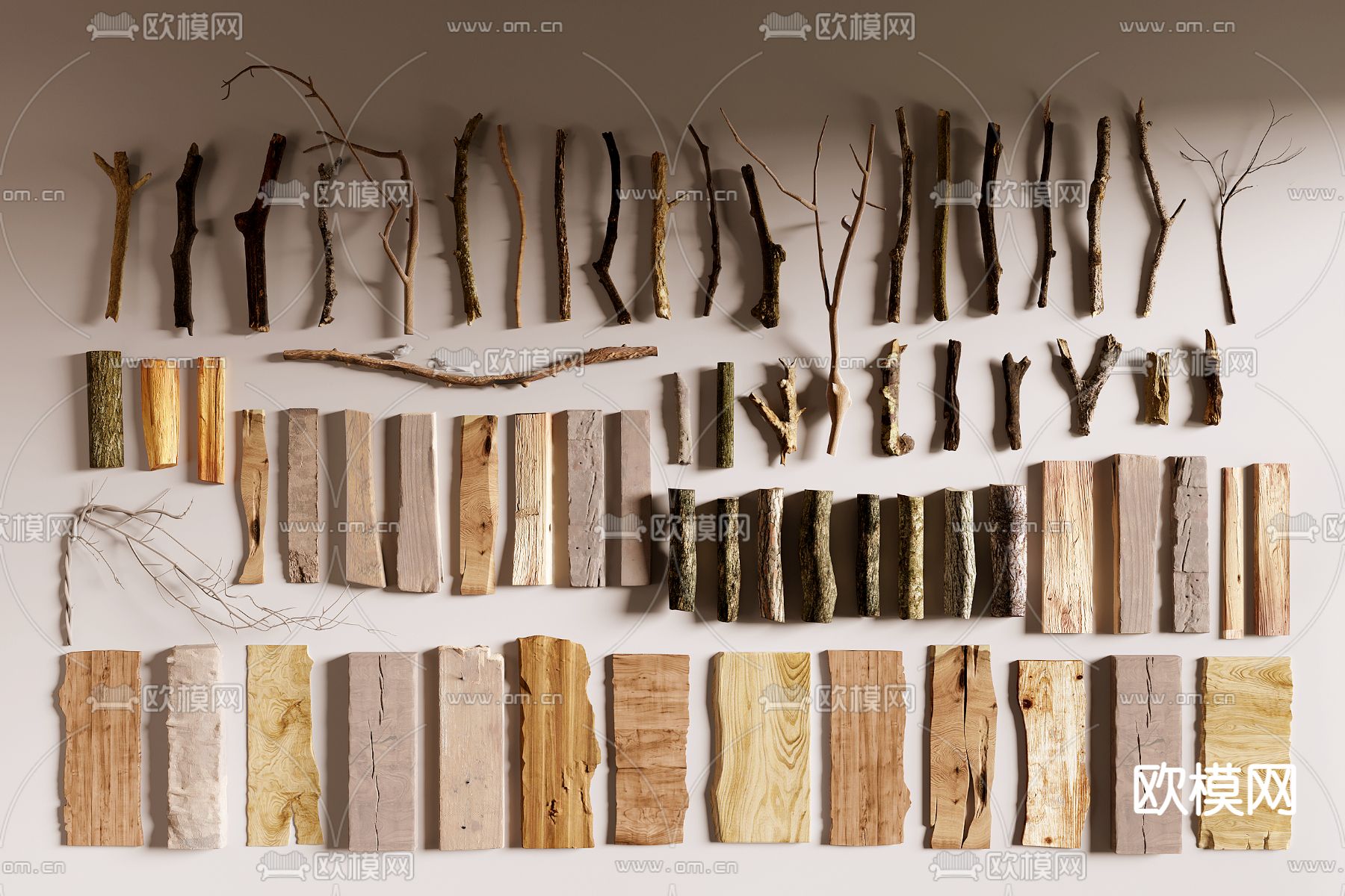 旧木头 旧木板 木块 木条3d模型下载