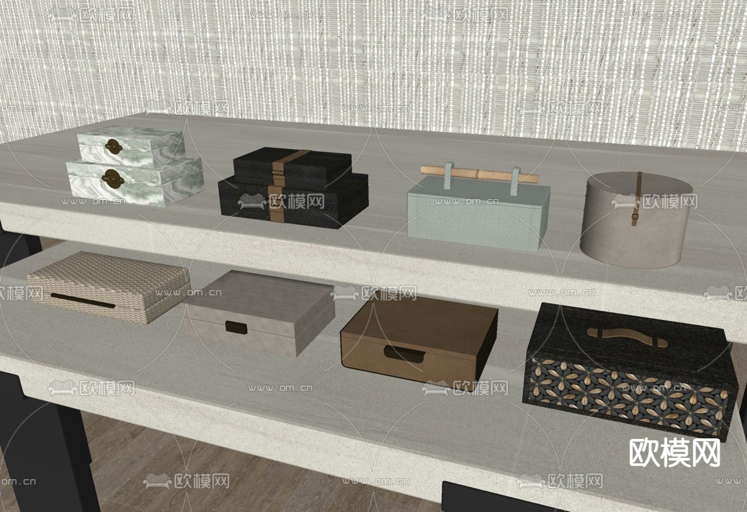 新中式装饰盒子su模型下载（渲染图1）
