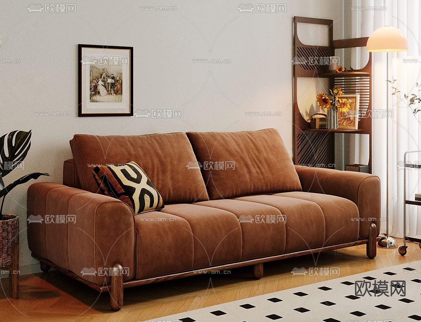 现代布艺沙发 双人沙发3d模型下载