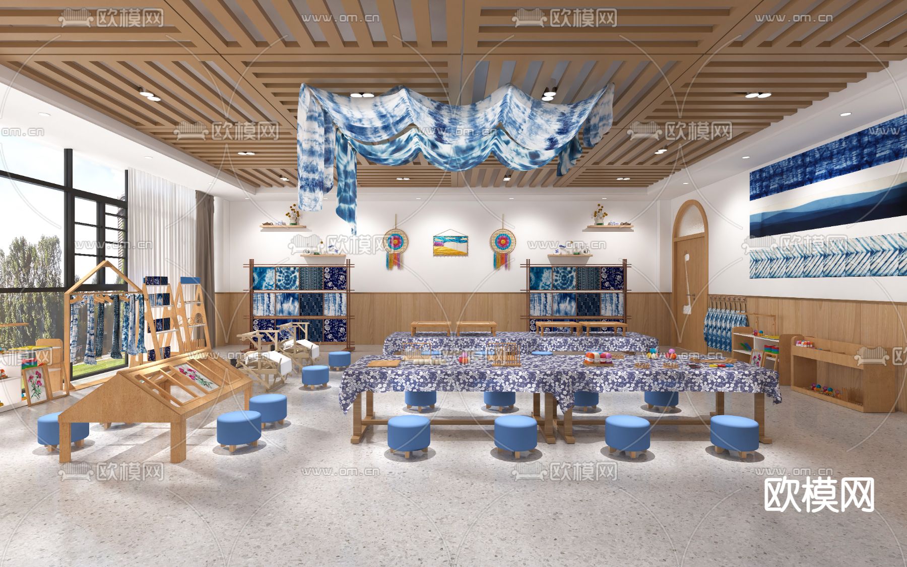 扎染教室 手工教室3d模型下载（渲染图1）