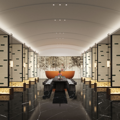 新中式前台 酒店大堂3d模型