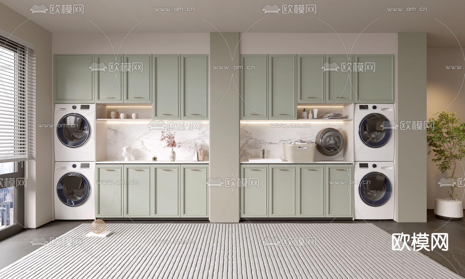 现代酒柜su模型下载（渲染图2）