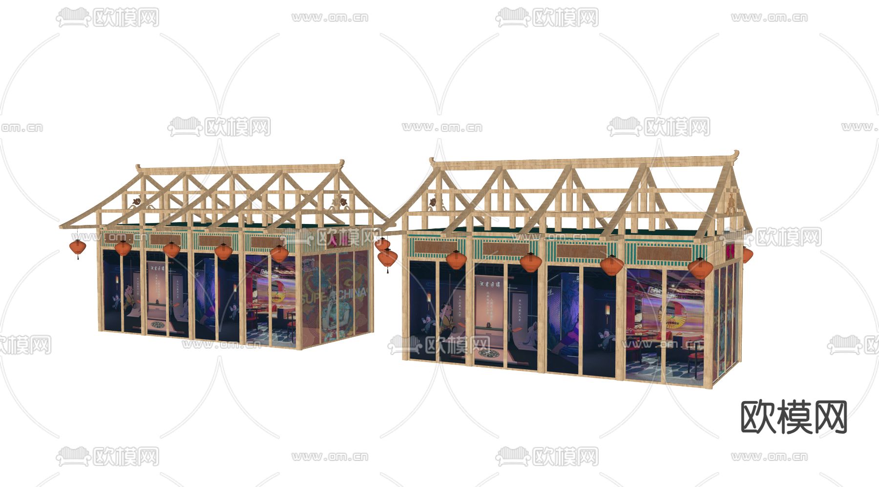 木架临时商铺su模型