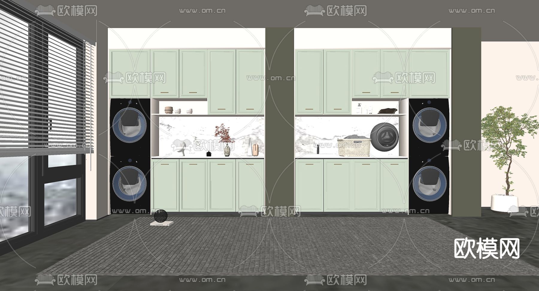 现代酒柜su模型下载（渲染图1）