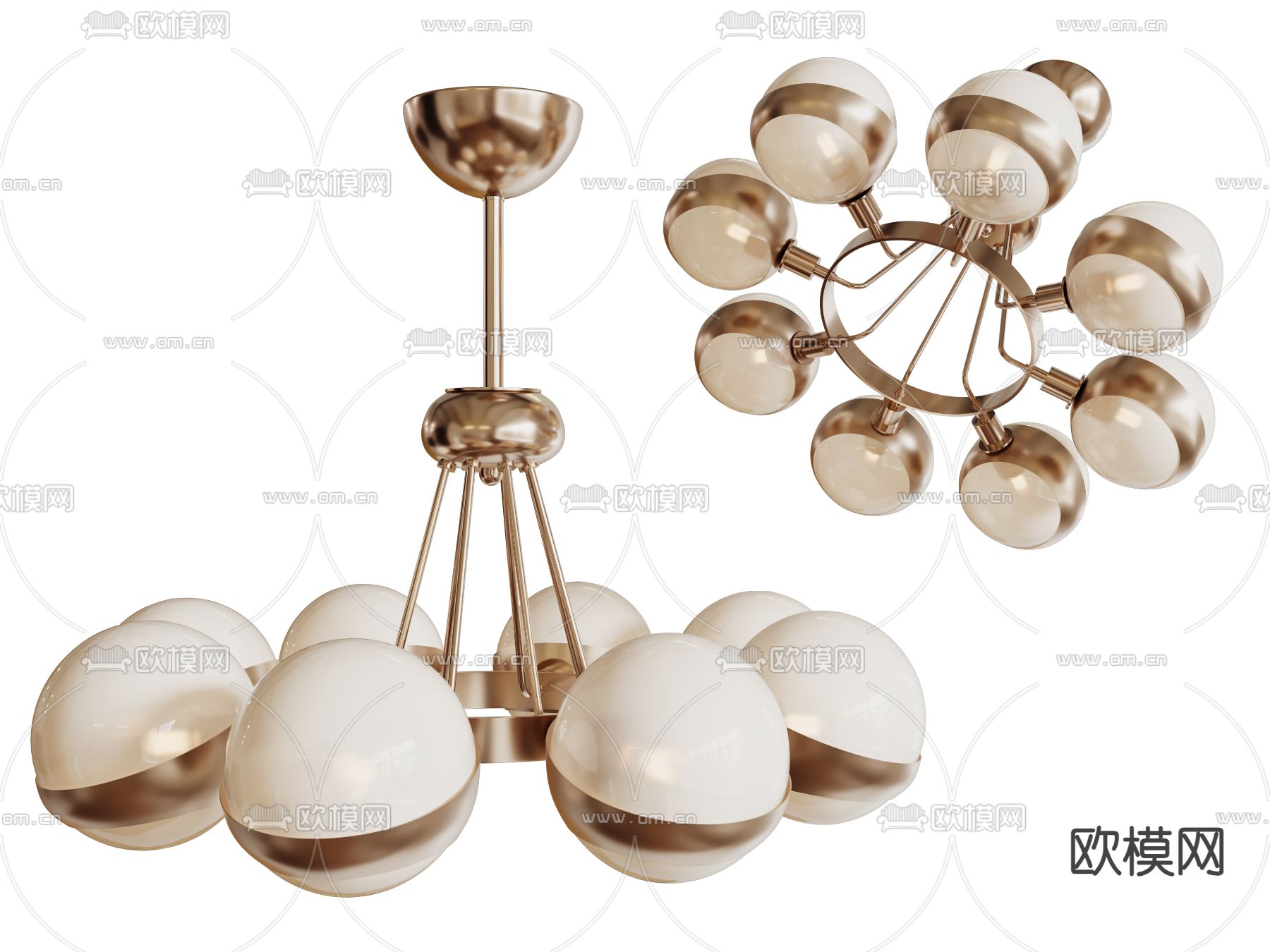 轻奢吊灯 球形吊灯3d模型下载_ID15137938_3dmax免费模型-欧模网