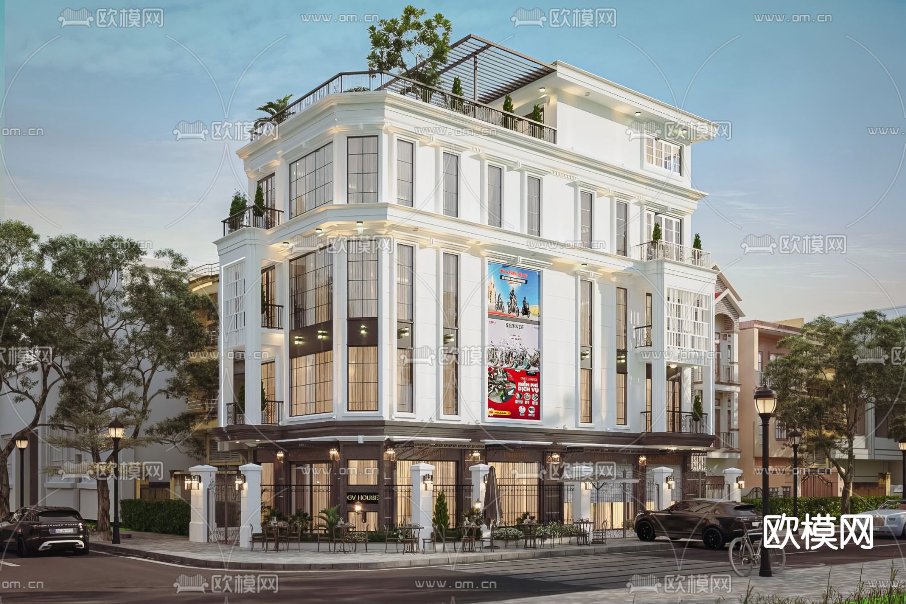 现代别墅外观 独栋别墅3d模型下载（渲染图1）