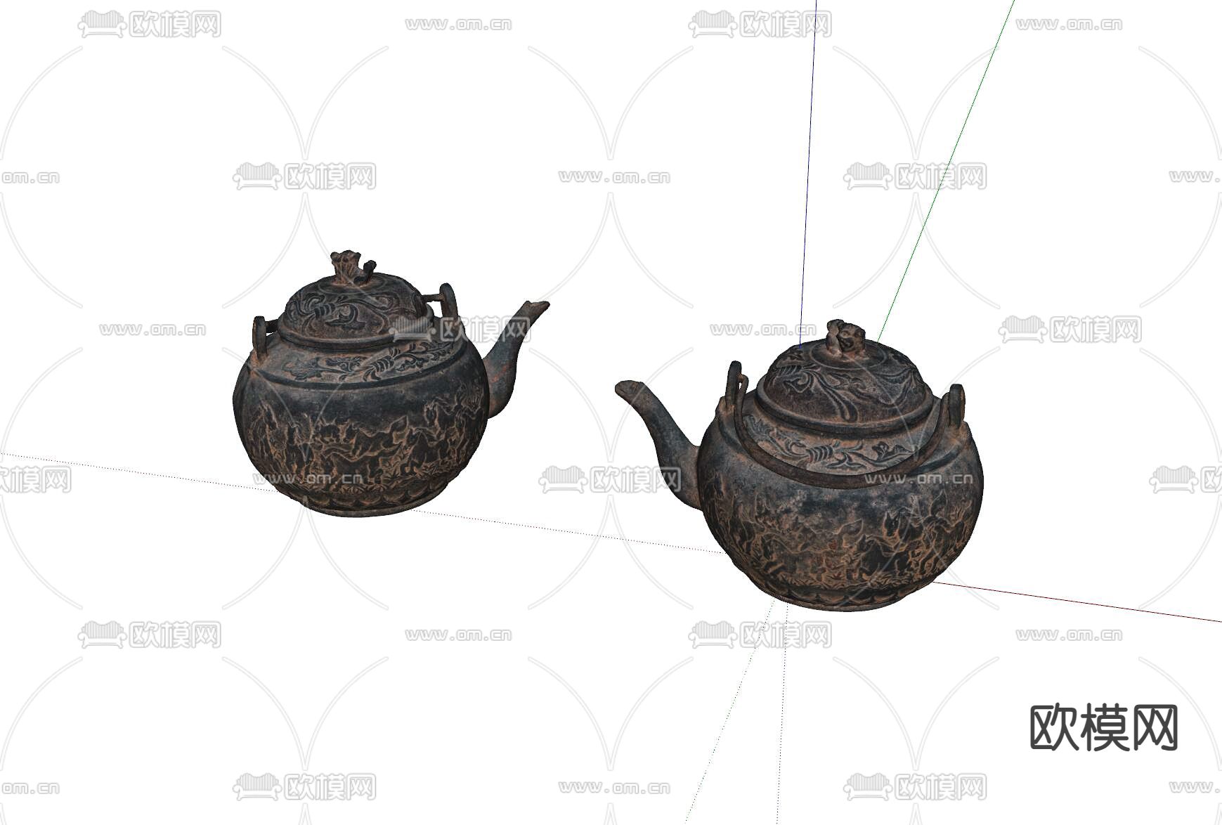 中式茶壶su模型下载（渲染图1）
