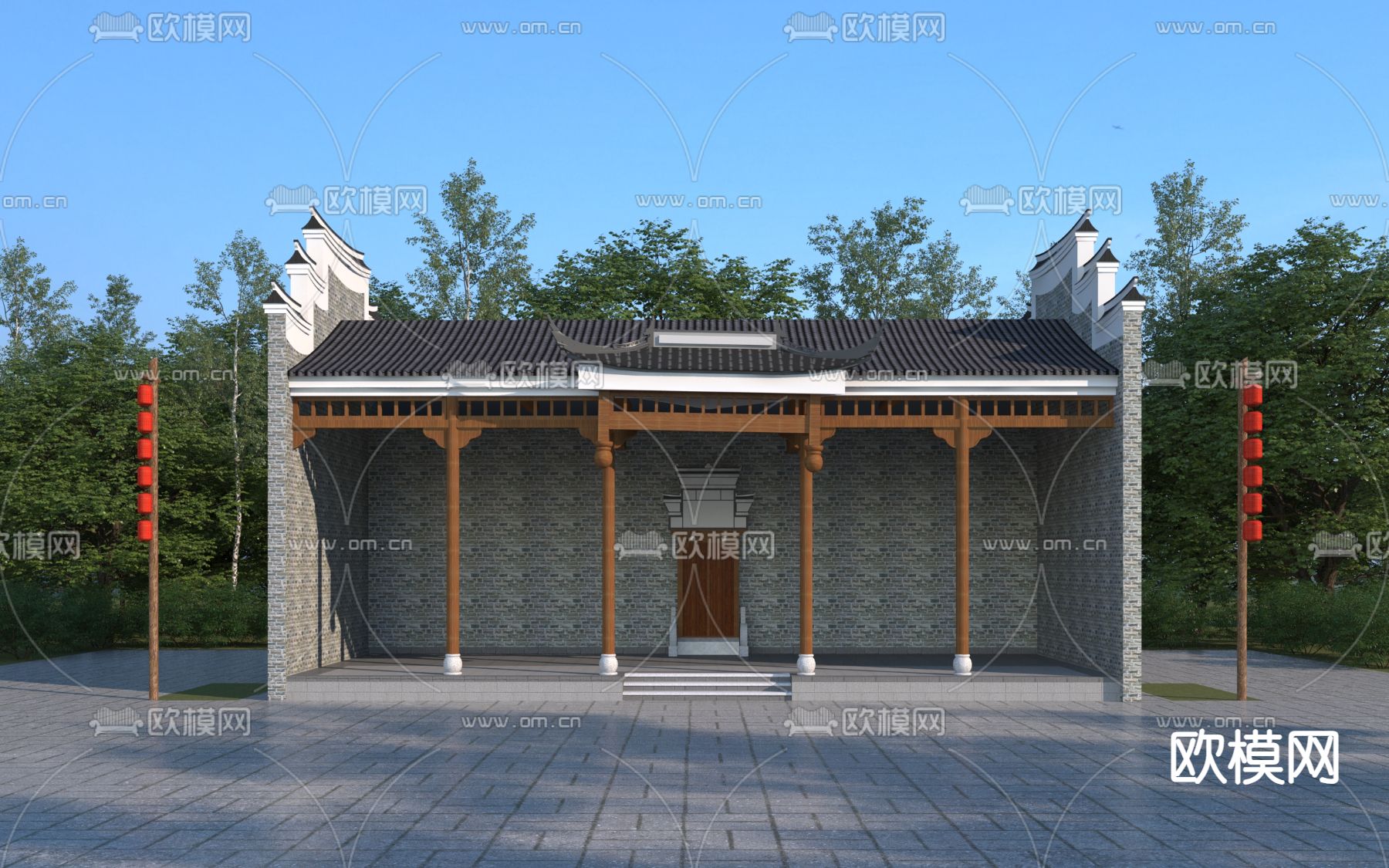 新中式舞台3d模型下载