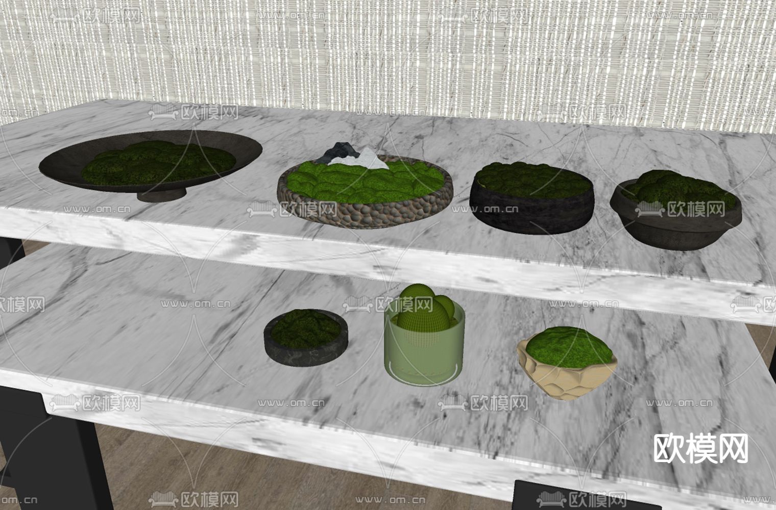 苔藓 绿植 盆栽su模型下载（渲染图1）
