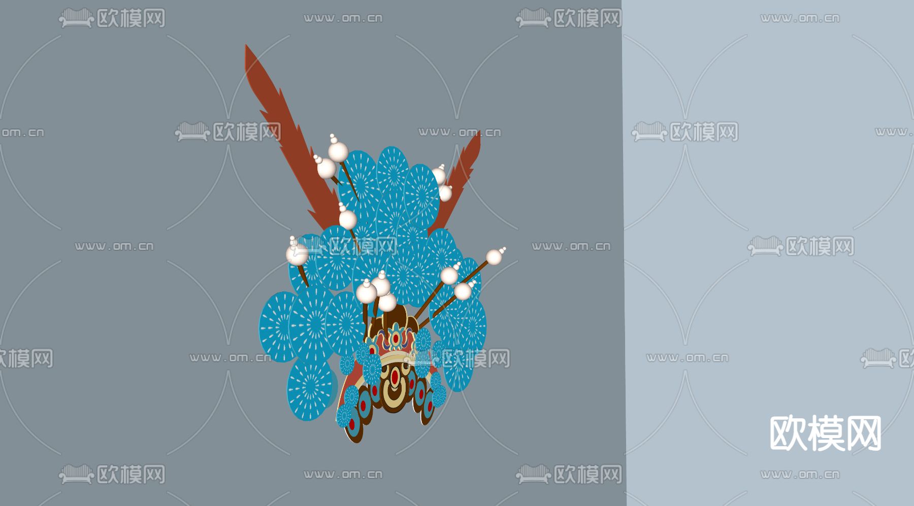 国潮脸谱su模型