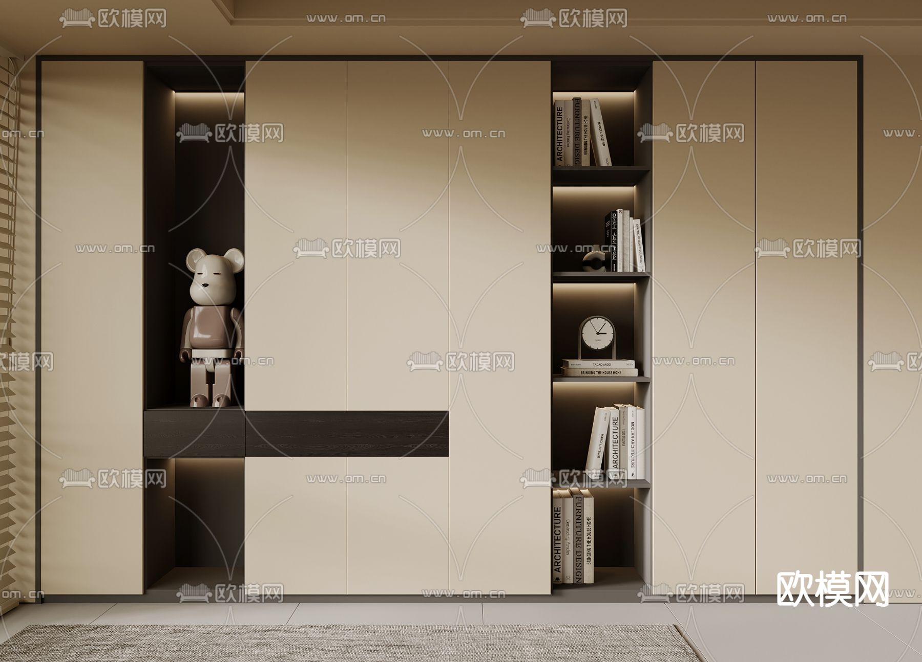 侘寂书柜 陈列柜3d模型下载