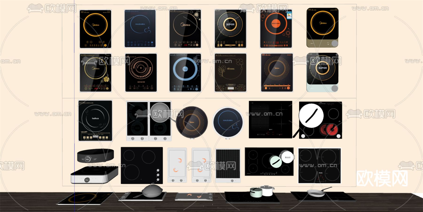 现代电磁炉su模型下载（渲染图1）