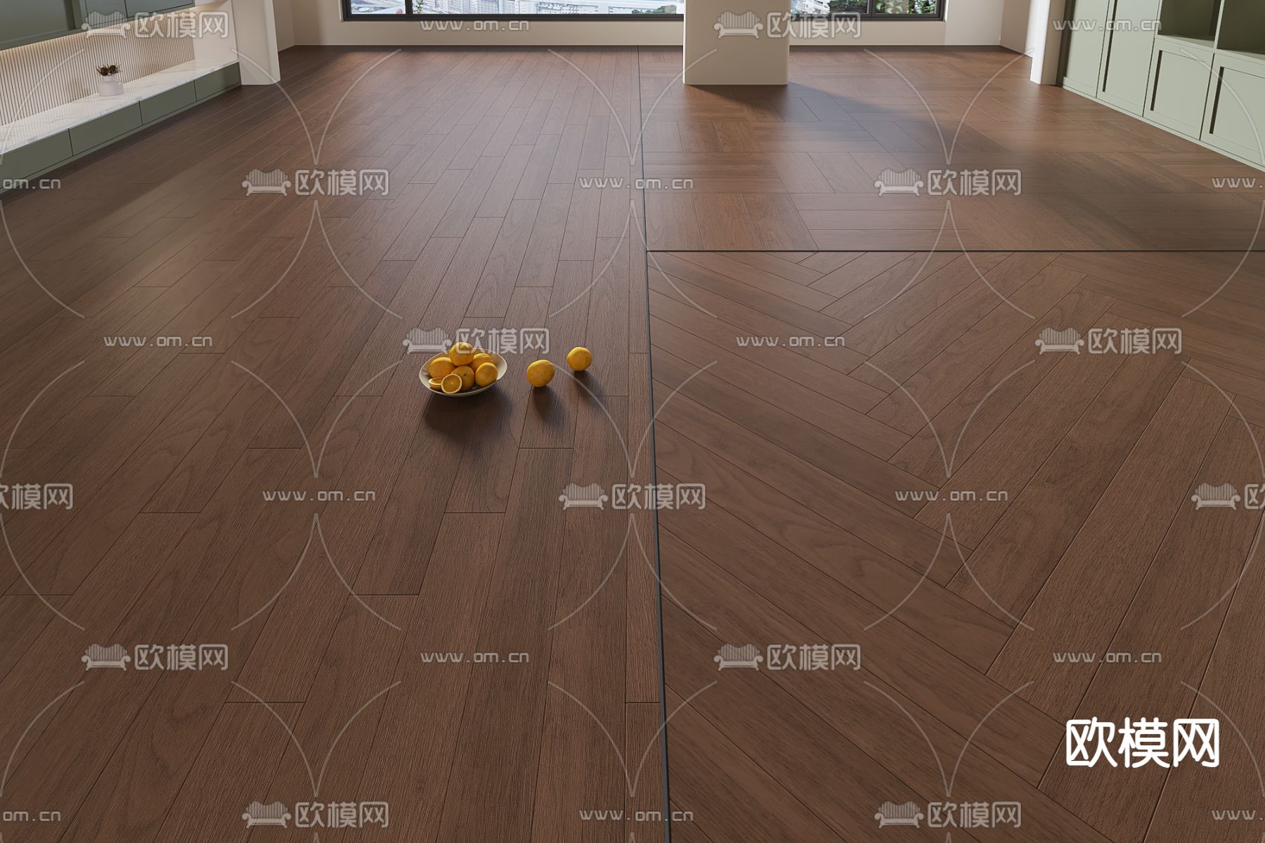 胡桃木地板 实木地板3d模型下载