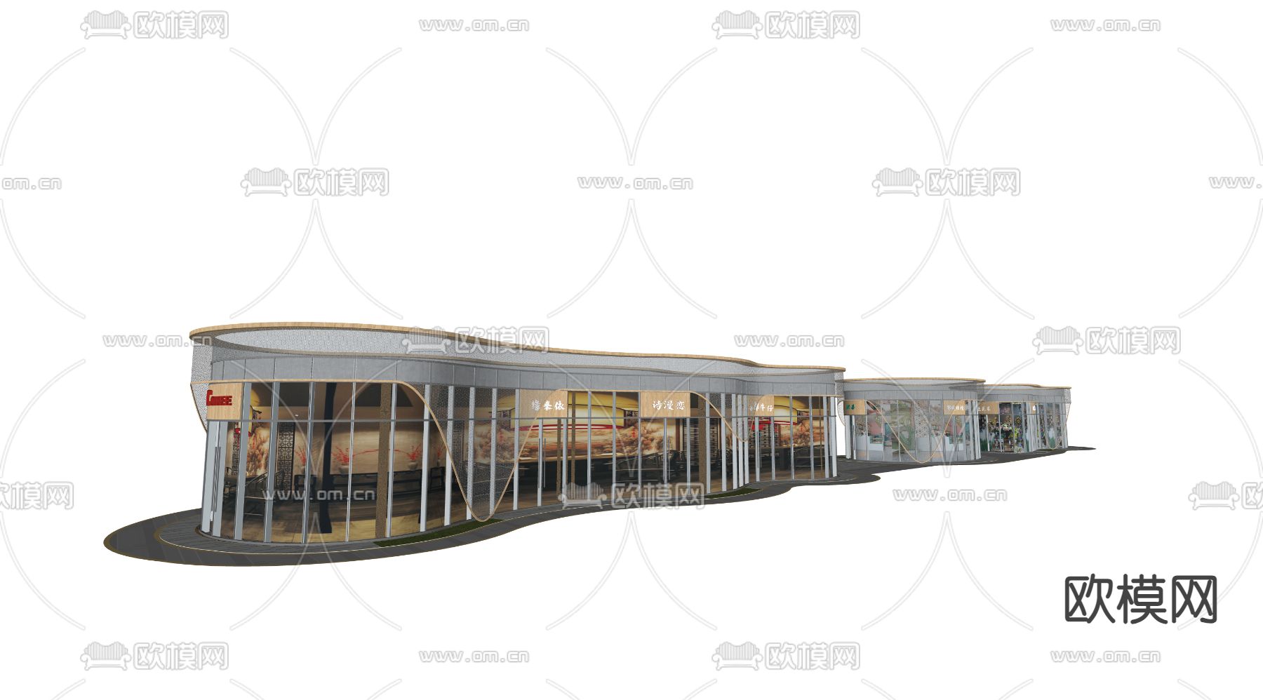 现代曲线商铺su模型下载（渲染图5）