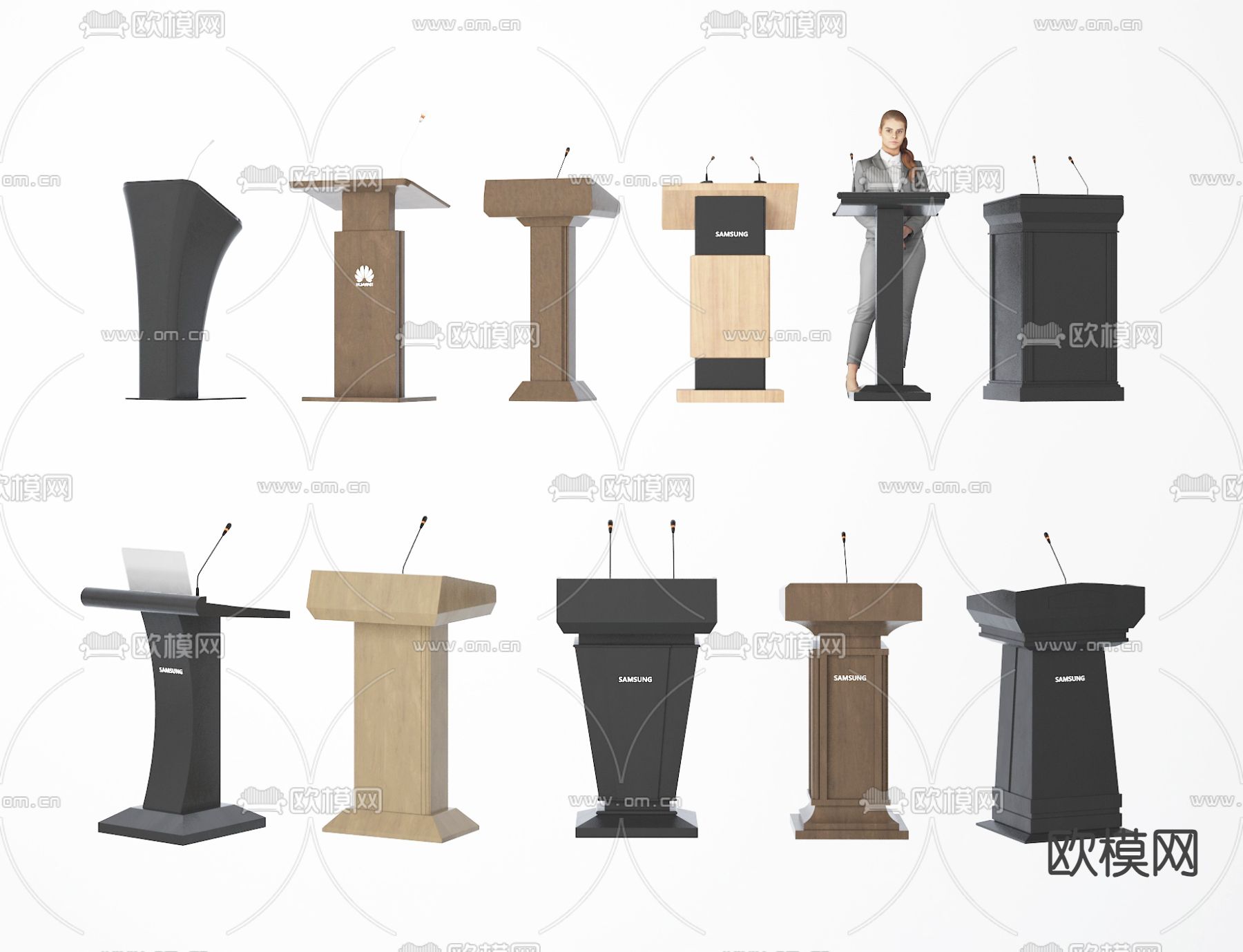讲台桌 演讲台 发言台 主持台3d模型下载