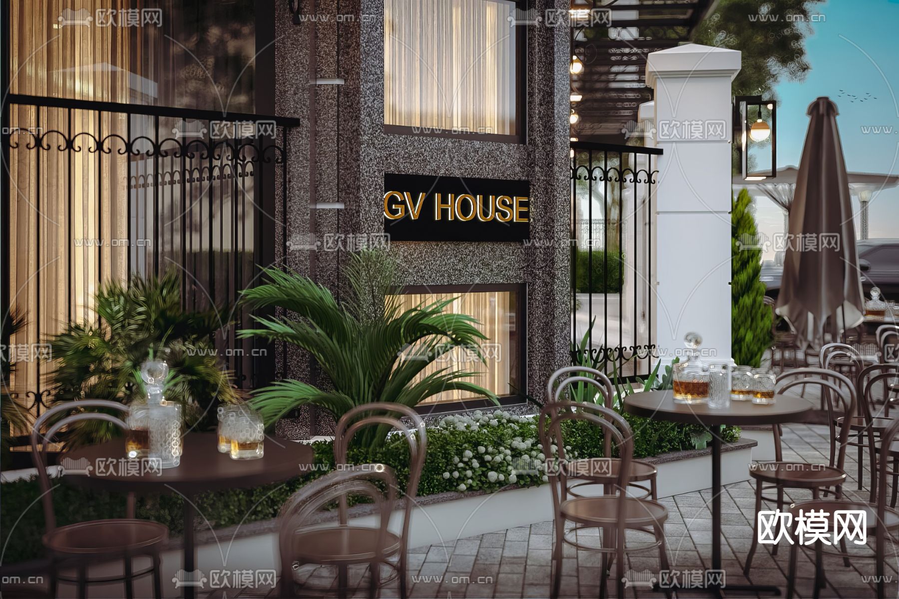 现代别墅外观 独栋别墅3d模型下载（渲染图7）