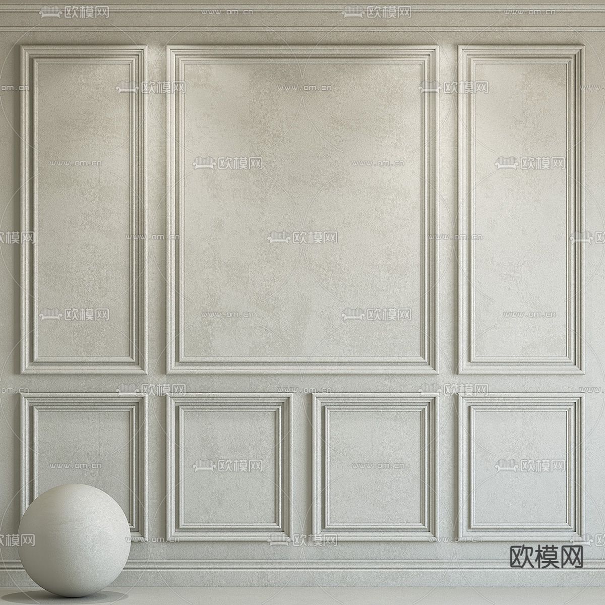 欧式护墙板 饰面板 墙饰板 石膏线条3d模型下载