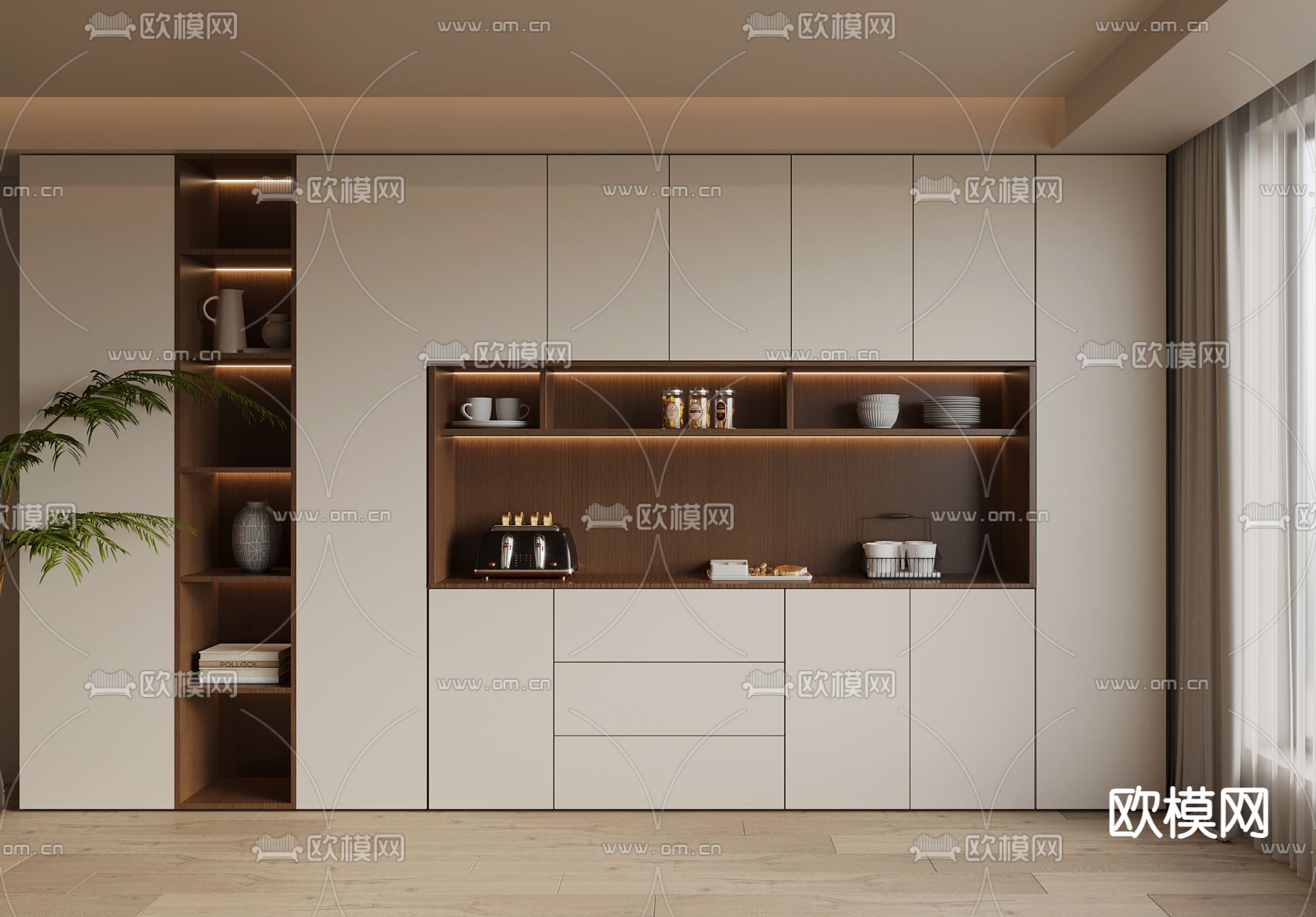 中古风酒柜 餐边柜3d模型下载